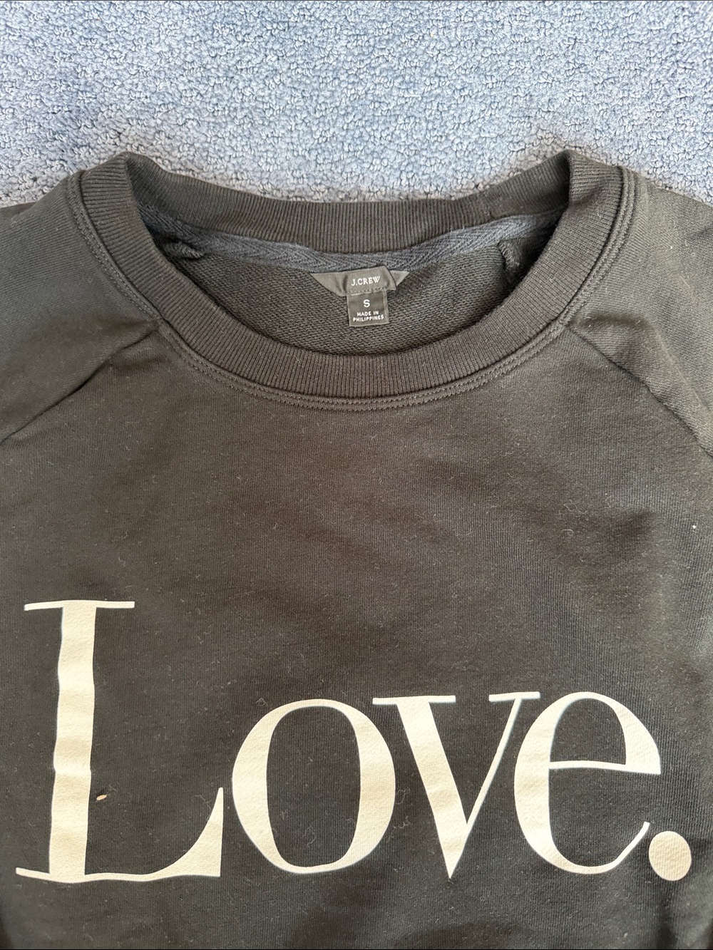 J. Crew Black Sweatshirt with White 'Love' Graphic